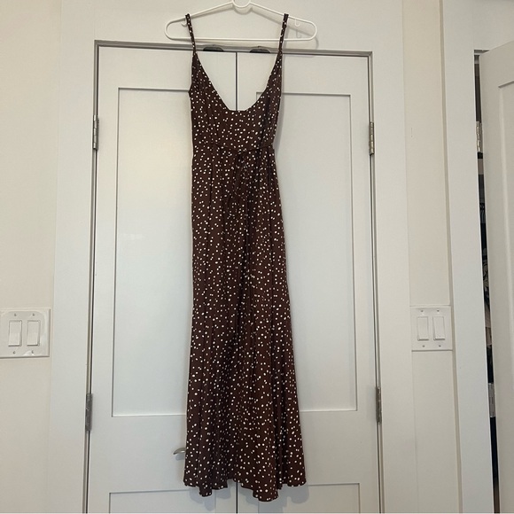 Ali Golden Brown Polka Dot Wrap Tank Dress XS - Picture 9 of 12